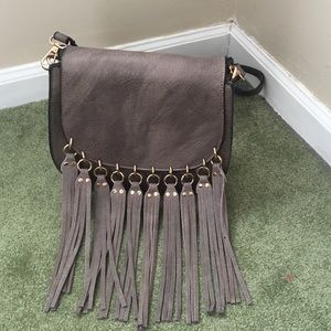 A brown//white purse